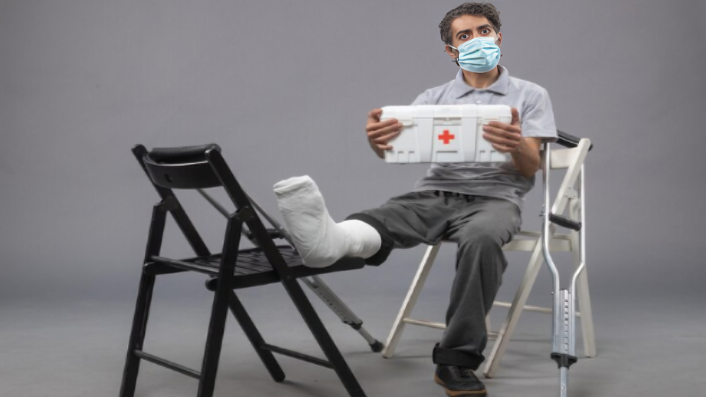 an injured player shitting on chair with injuries in sports