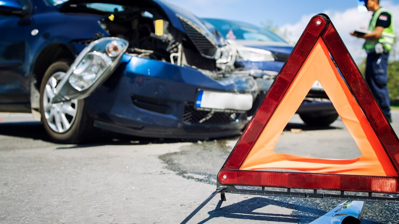 a damaged vehicle on the scene of accident